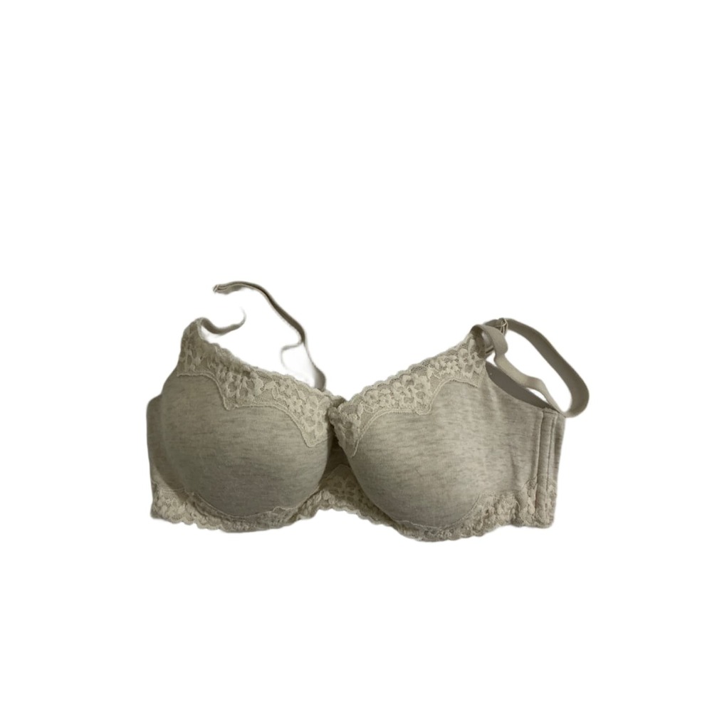 Victoria's Secret Balconet T-Shirt Bra 32D Ivory Cream Heather Lace Trim Lined